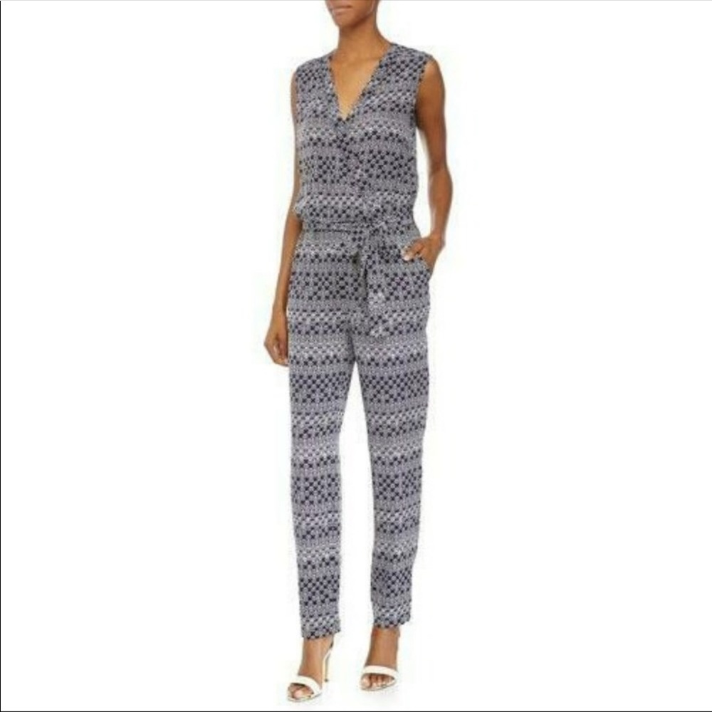 Diane Von Furstenberg Rawena silk jumpsuit! Moroccan Ditsy Midnight print.